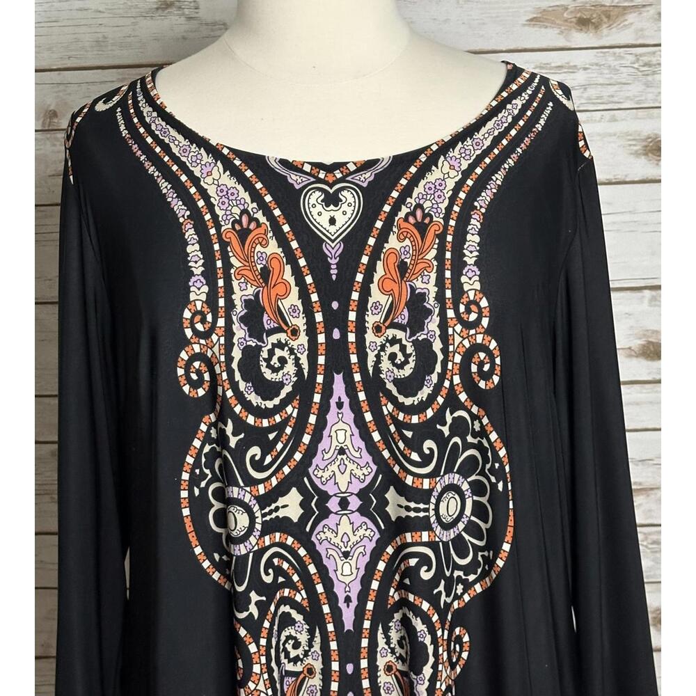 INC International Concepts black baroque long sleeves shift dress/tunic Size 3X - Picture 2 of 5